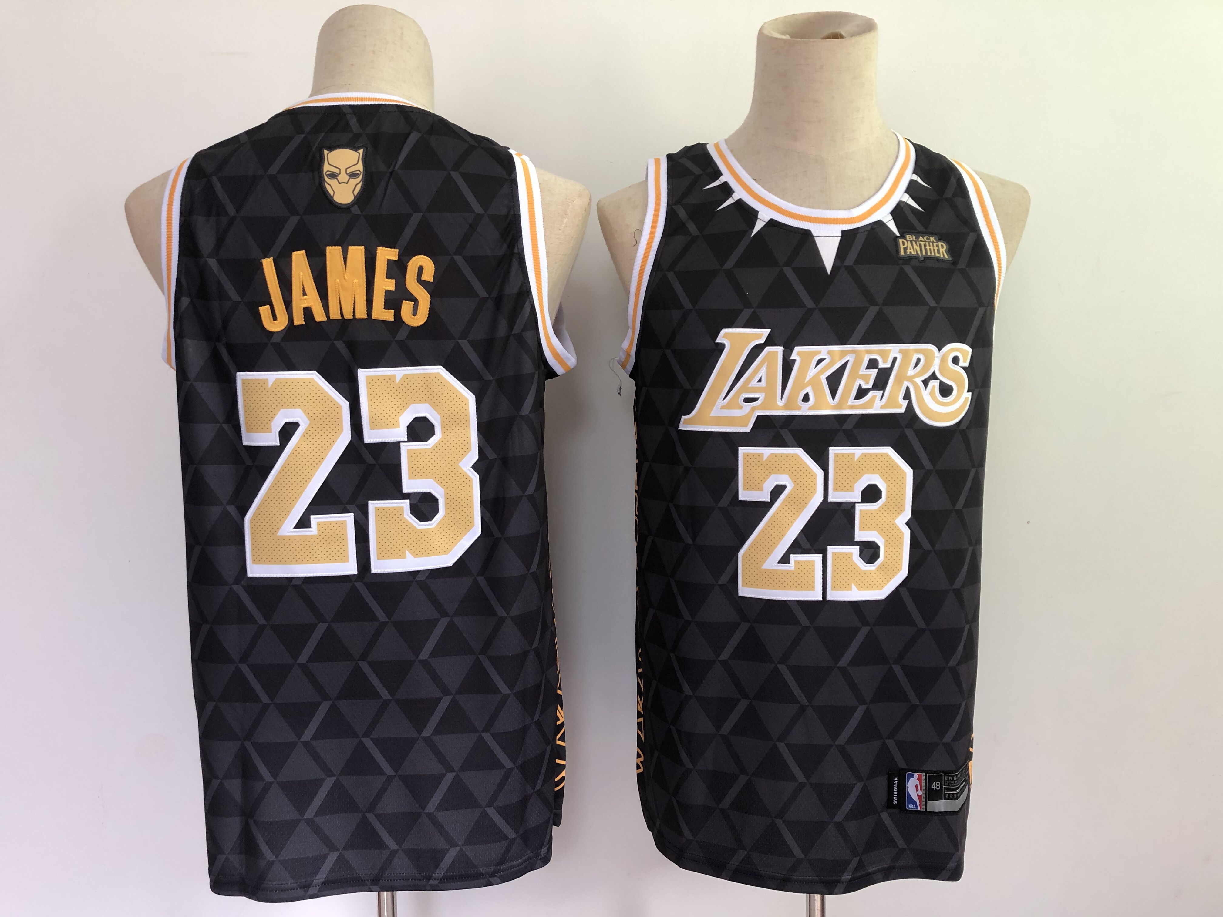 2021 Men LOS ANGELES LAKERS 23 lebron james X BLACK PANTHER LIMITER JERSEY